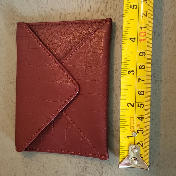 NWOT Rachel Miriam Leather Card Case Lined Bordeaux Incl Protective Bag - Picture 7 of 9